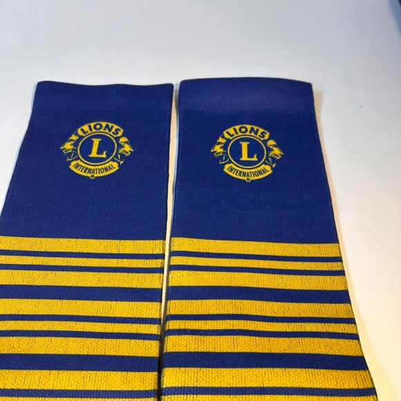 Lions International Socks Blue Gold Striped Logo Crew Socks Mens - Picture 4 of 7